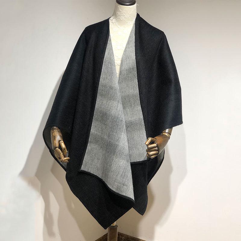 Women's Double-Sided Plaid Lambswool Scarf - Warm, Colorful Autumn/Winter Cloak for Cold Protection