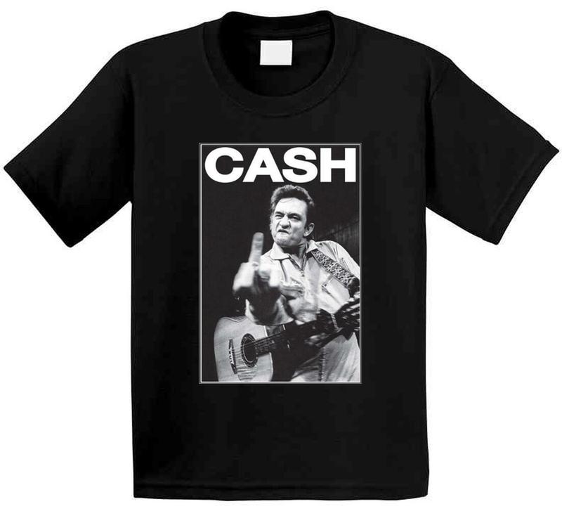 Johnny Cash Flipping The Bird Middle Finger Christmas Gift Unisex T-Shirt XXL