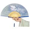 Chinese Ancient Style Portable Folding Fan Classical Wooden Handle Dancing Fan with Tassels Traditional Decorative Fan