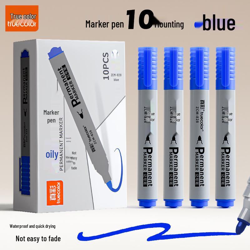True Color Black Quick-Dry Oil-Based Marker Pen, Thick Tip, Durable Design