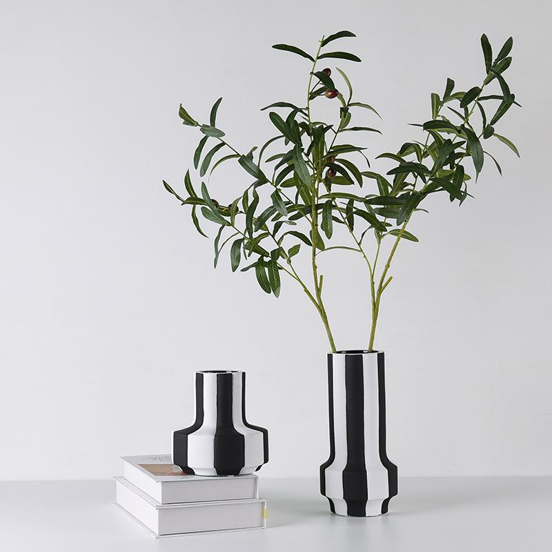 Modern Black-and-white Striped Ceramic Vases Flowers Flower Arrangements and Table Decorations for The Living Room Coffee Table