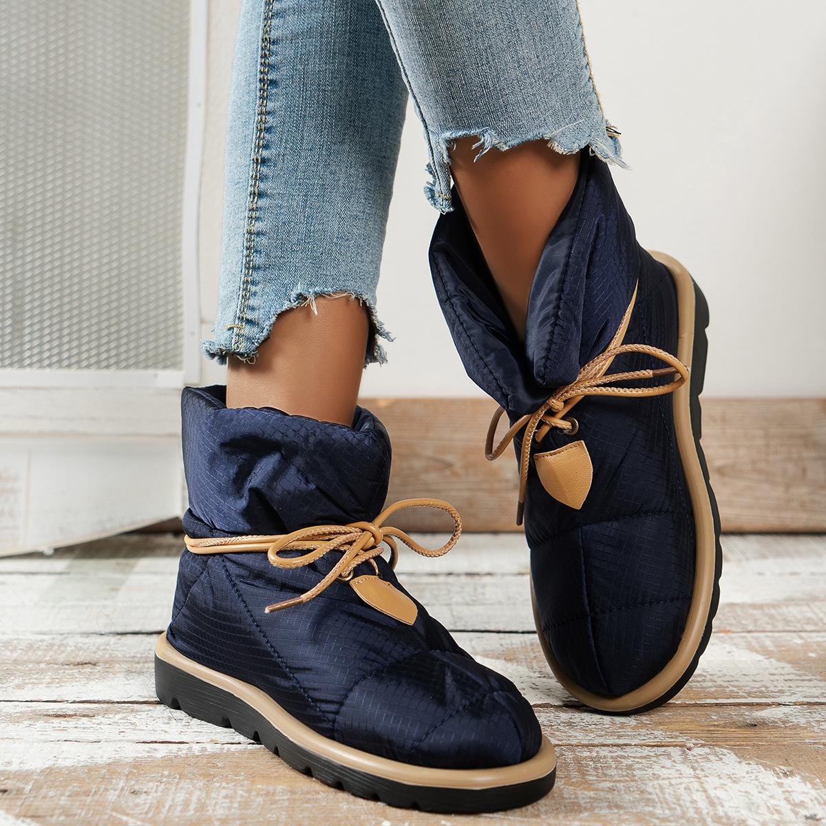 

Короткие ботинки, ботинки с круглым носком и завязками на толстой подошве, повседневные женские зимние ботинки