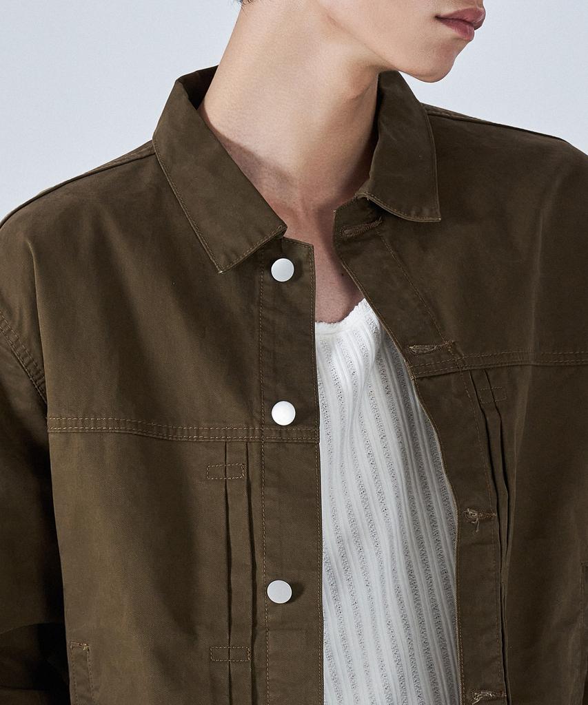PROJECT3 Compact Twill Trucker Jacket [Brown]_Tj0710