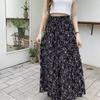 Summer Chiffon Floral High-Waist Slim Fit Midi Skirt - Versatile A-Line Flared Design Elegant Tiered Ruffles Breathable Lightweight Fabric