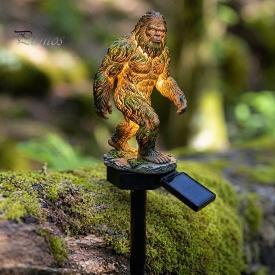 Ornamenti Solari da Giardino Luminosi, Statua Drago Selvaggio, Scultura Uomo Selvaggio, Lampada Volante Resina Decorazione Luce Notturna da Esterno per Patio Cortile Senza Fili