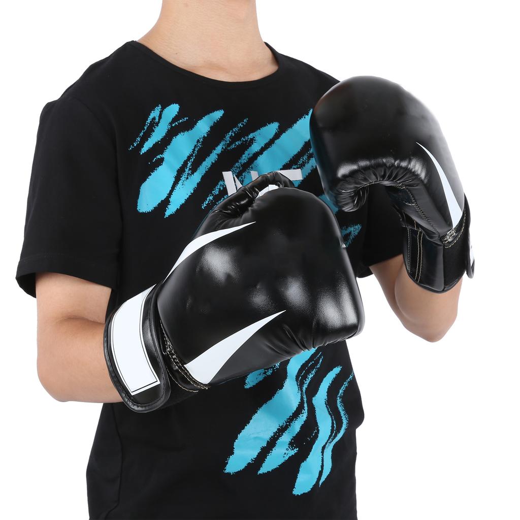 Adult Boxing Gloves Breathable Soft Sponge Punching Training Kickboxing Exercise Gloves Black