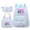 3Pcs/set Cartoon KPOP Printed Backpack with Handbag Pencil Case for Teenager Boy Girl Large Capacity Bookbag Schoolbag Mochila