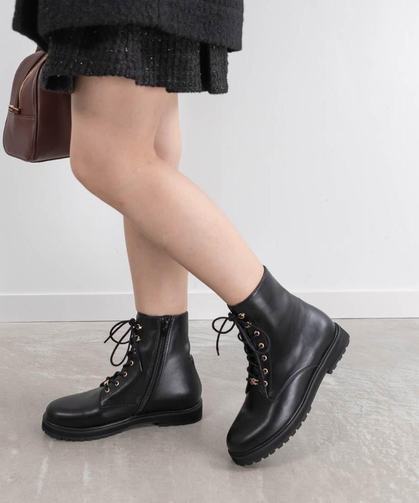 Randa Monogram Part KC34226 2-Way Lace-Up Boots, Black,