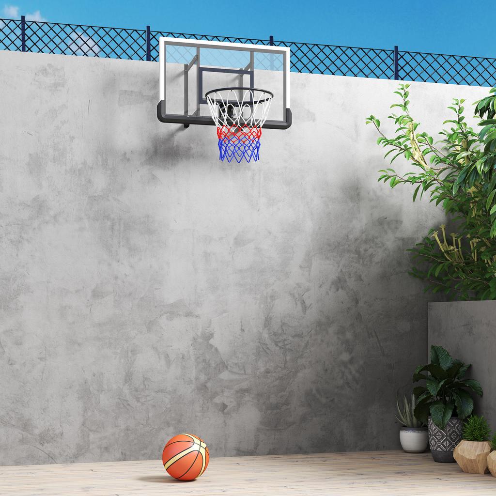 Basketball Hoop for Wall Mounting, Spring-Loaded Rim, Shatterproof Backboard, Black