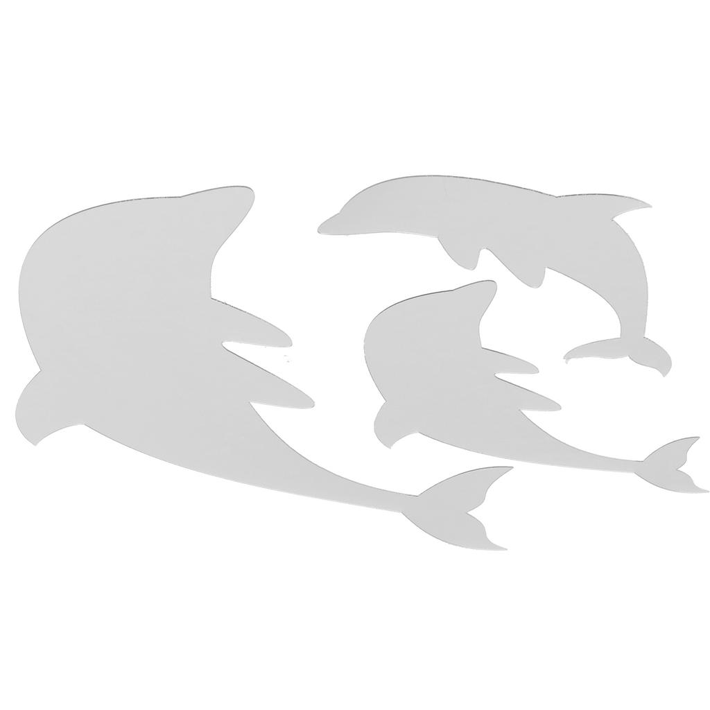 Cute Dolphins Shaped Mirror Wall Sticker Removable Background DIY Kids Room Home DecorationSilver