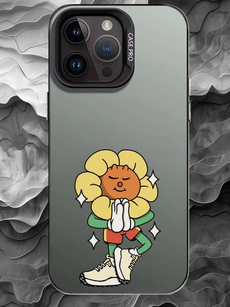 

R-Retro Mascot Cartoon Phone Case For iPhone 17 16 15 14 13 12 11 Pro Max Plus Silver Matte Black Cover iPhone14Plus