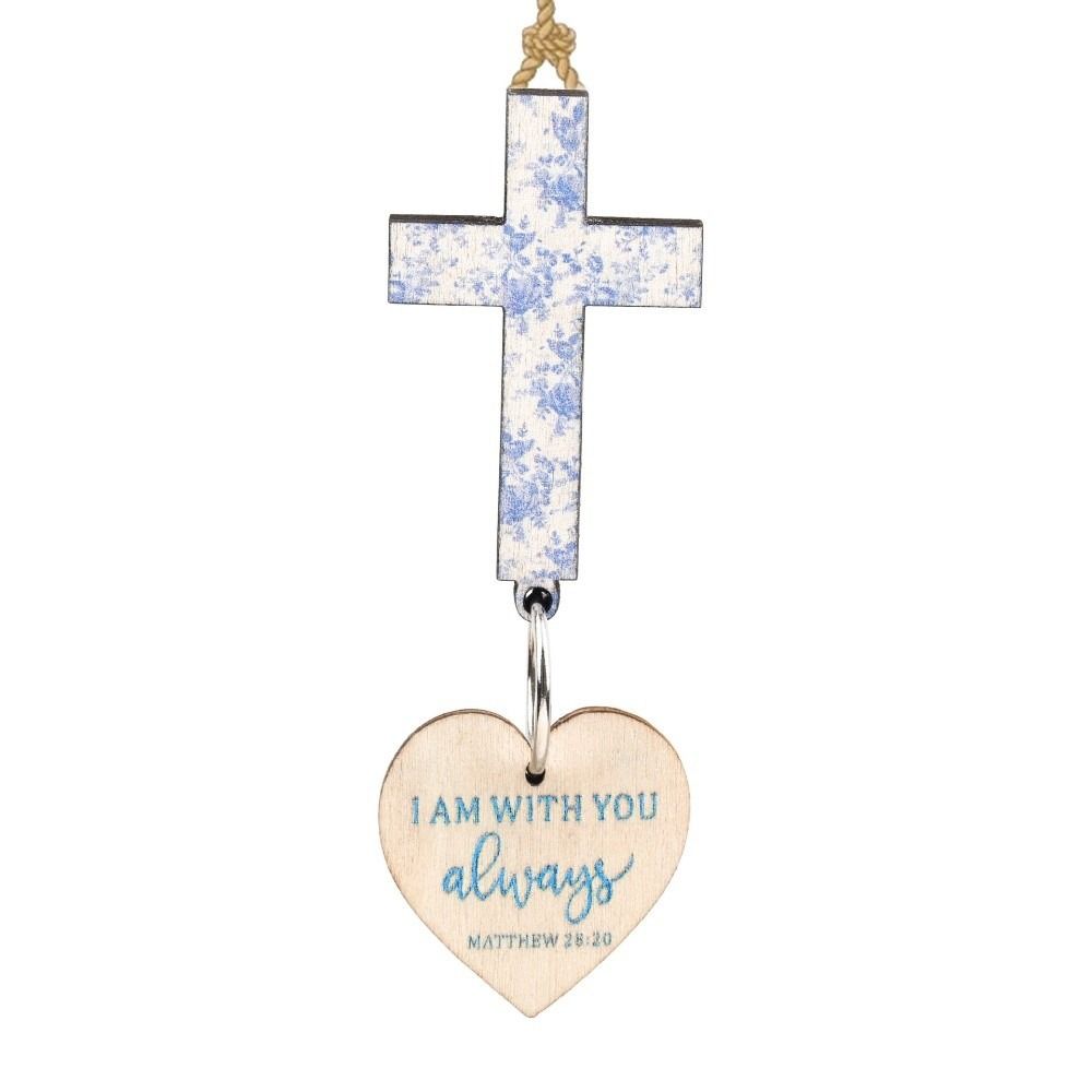 With Pendant Car Rearview Mirror Hanging Lightweight Keychain Ornament Bible Verse Charm Wood Cross Pendant