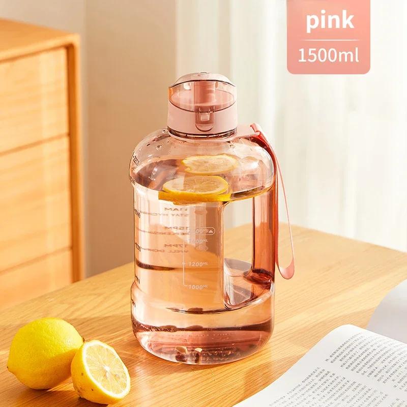 Grote Capaciteit BPA VRIJ Fitness Camping Waterbeker 1500ml Sportfles Waterkoker Draagbaar Transparant Hittebestendig Beker