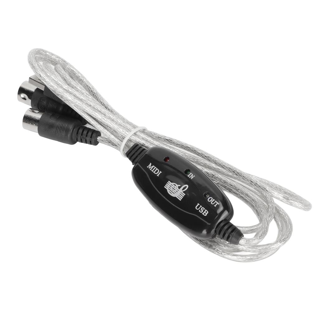 MIDI To USB Cable Approx 2.2yd Long 16 Channels USB PC Interface LED Power Input Output Indicator USB MIDI Cable