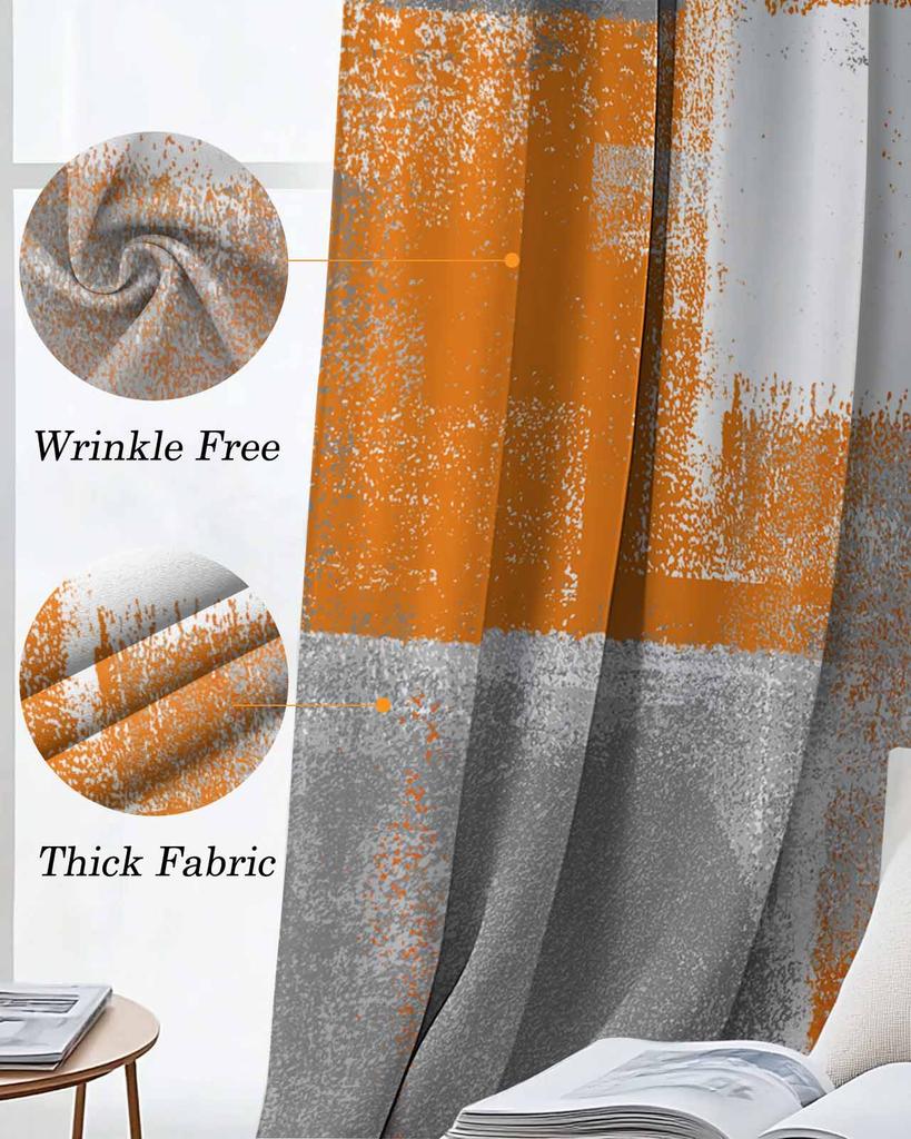 Abstract Orange Mottled Texture Window Curtain Bedroom Decor Curtain Panel Curtains for Living Room