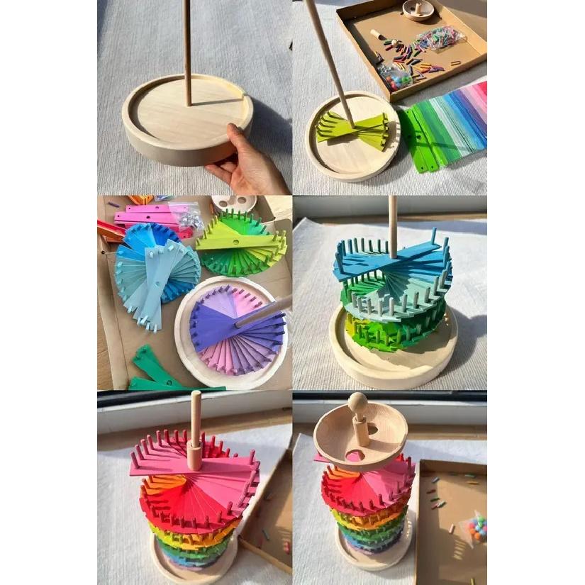 High Quality Rainbow Music Sounding Trees Wooden Petals Assembly and  Marble Run Balls Tracking Kids Educational Toys