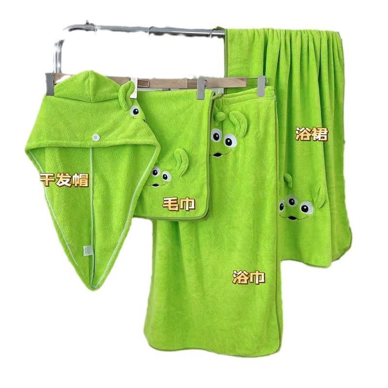 

Мультяшная милая трехглазая девочка может носить запахивающее банное полотенце, абсорбирующий халат, полотенце-шапочку для сушки волос bath skirt 80 * 140cm