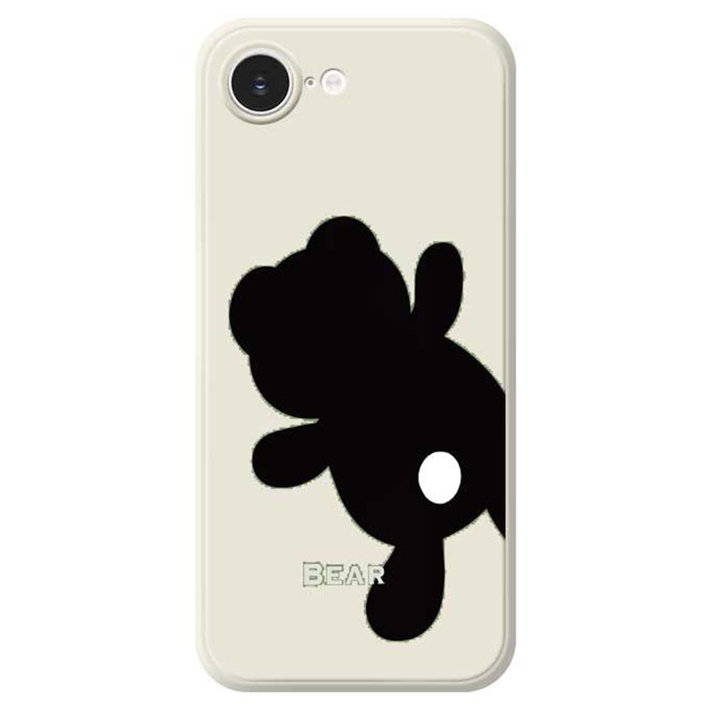 For iPhone 16e Case Black Bear Back Pattern Printing Straight Edge TPU Phone Back Cover