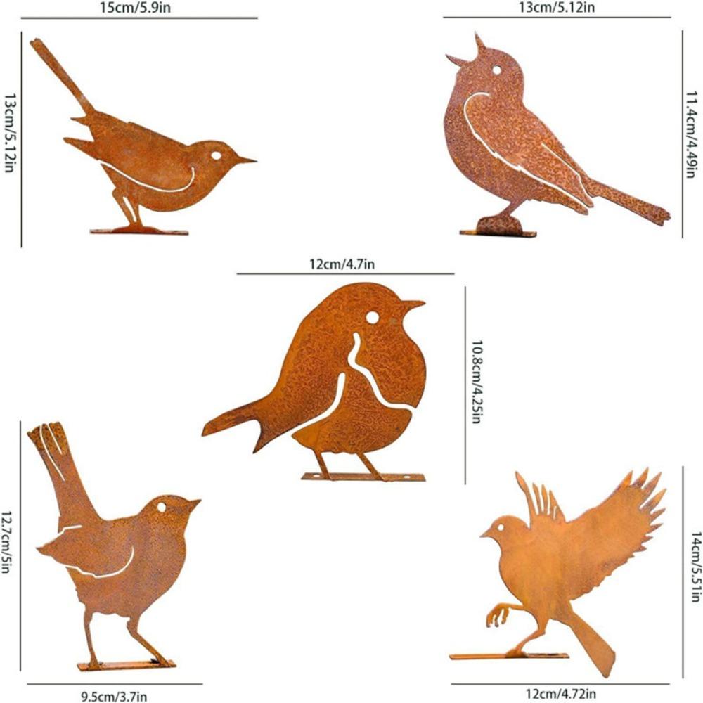 New Rustic Style Metal Birds Statue Ornament Sculpture Metal Bird Ornament Metal Outdoor Garden Decor Lawn