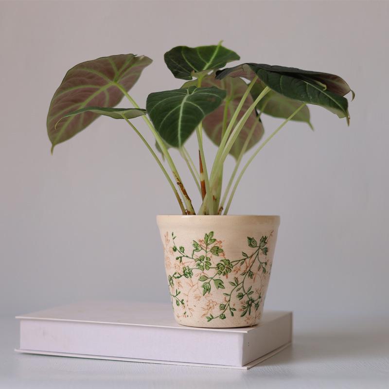 Retro Blue & White Distressed Ceramic Succulent Pot – Simple Decorative Vase for Green Plants & Flowers