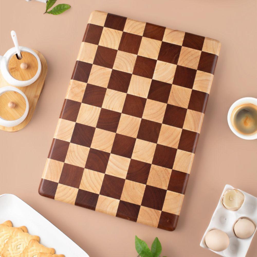 Solid Wood Checkerboard Cutting Board Splicing Color Fruits Tray Chopping Block  Baby Food