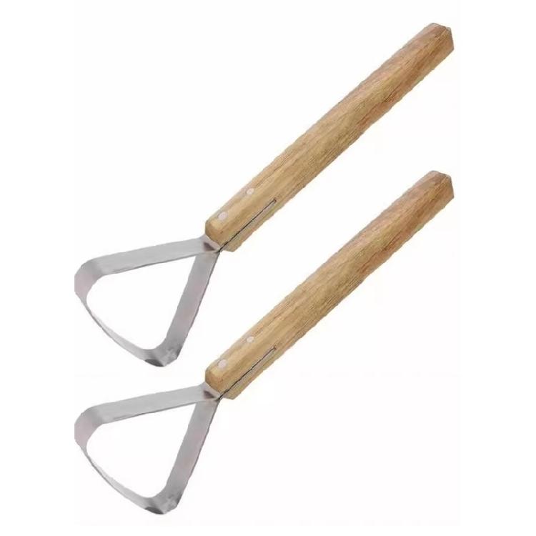

2Pieces Stainless Steel Leather Scraper Tool with Wood Handle Leather Craft Slicing Tool for Leather Wallet Belt Bag 1