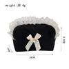 Korean Black Lace Bow Makeup Bag Large Capacity Cosmetic Organizer Cute Travel Toiletry Pouch