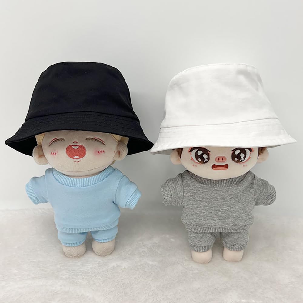 Niannyyhouse 10cm, 15cm, 20cm Plush Clothes, Plain Hat, Fisherman's Hat, Dress-Up Cotton Doll, Accessories (A2, 15cm)