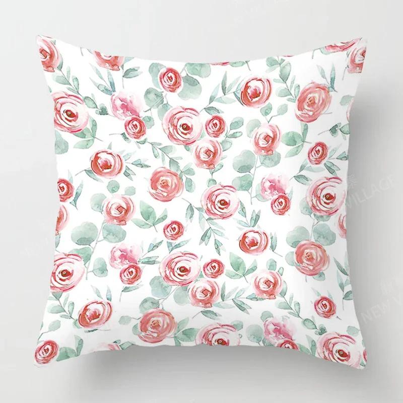 Nordic Fall Home Decor Autumn Throw Pillow Case Sofa Cushion Cover Modern 45X45Cm 45*45 50X50Cm 60X60 40X40Cm Plant Green Leaf