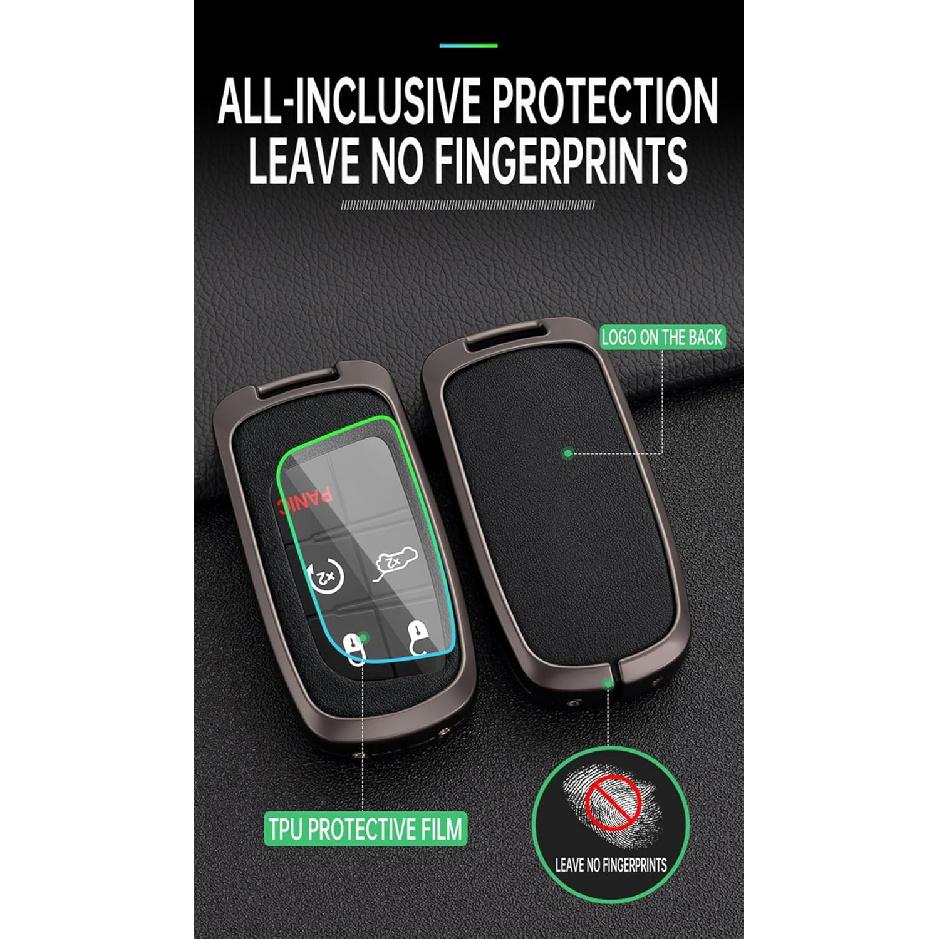 2/3/4/5 Tasten Smart Key Fob Hülle mit Schlüsselanhänger Passend für Jeep Fernbedienung Schlüssel Hülle Case Kompatibel mit Jeep Grand Cherokee für Dodge Challenger Charger