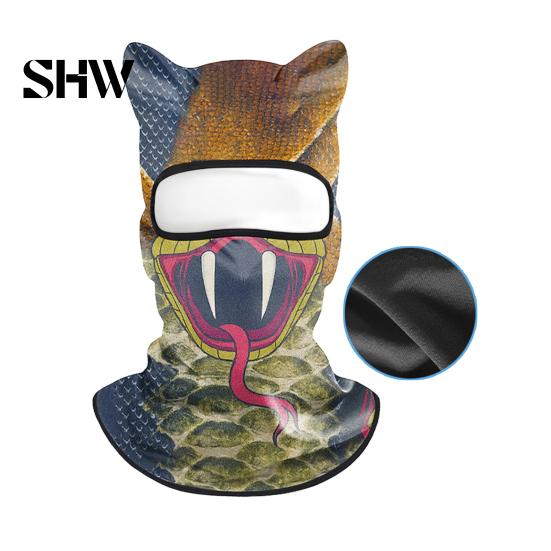 Cycling Face Mask 3D Animal with Ears, Breathable Ice Silk Balaclava for Moisture Wicking Spring Summer, Quick Drying UV Protection Full Cover