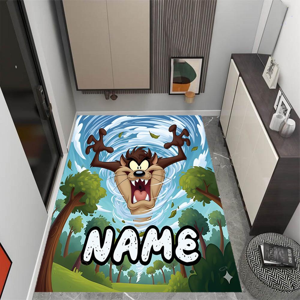Looney Bulldog Fiery Attitude Personalized Text Carpet Perfect for Entryway Foyer Bedrooms Outdoor Anti-slip Rug Anime Office Decor Spiritual Gift