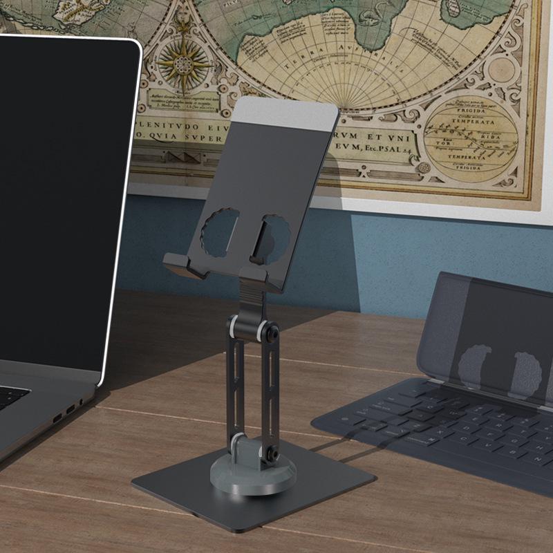 Foldable Metal Phone & Tablet Stand for Desktop Live Streaming and Overhead Shots, 360° Rotating, Perfect Gift.