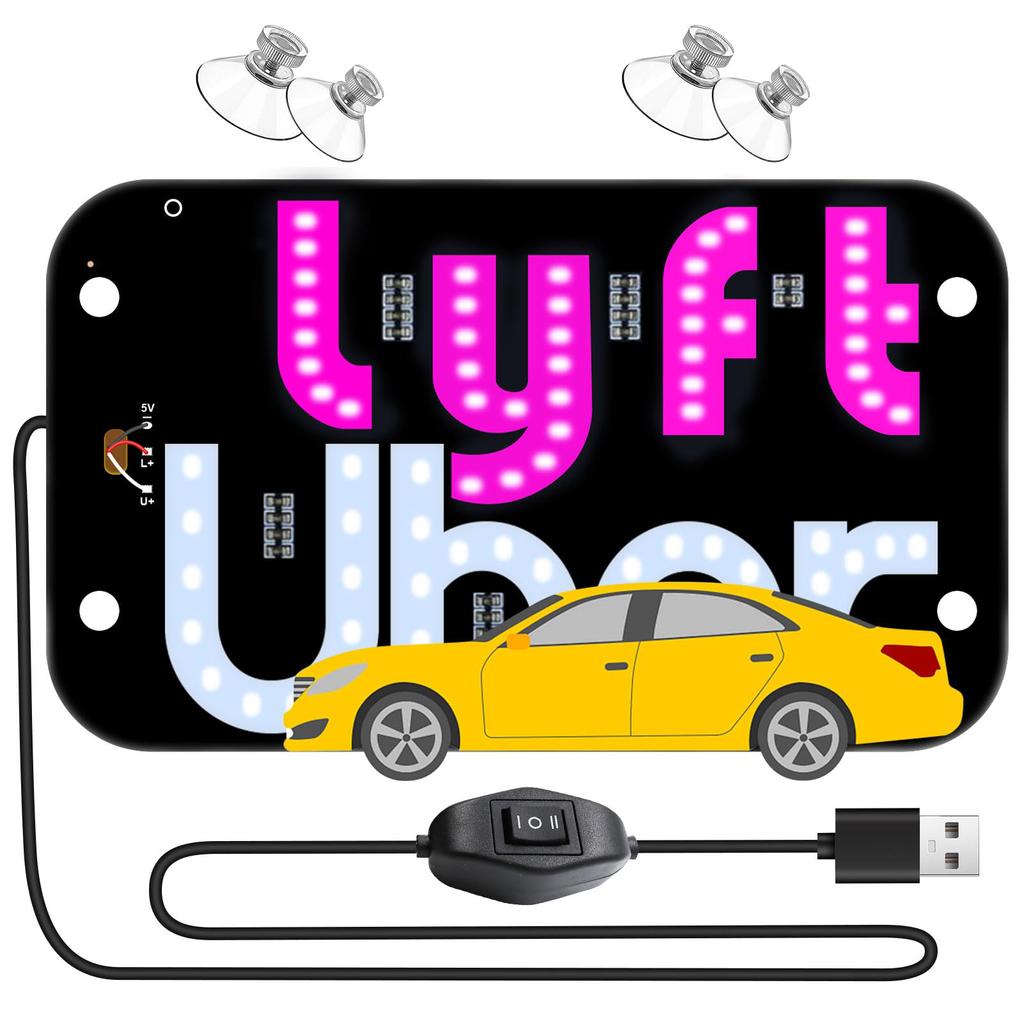 LED Light Sign for Car Taxi Windshield USB Car LED Sign with Suction Cups Scrolling Display Board Control For Carpool Driver