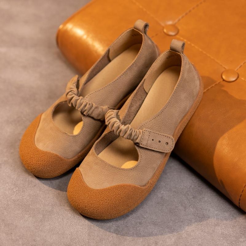 

Литературные кожаные туфли бабушки на плоском каблуке с мягкой подошвой, кукольные туфли, удобные одинарные туфли, женская воловья кожа, женская обувь 40