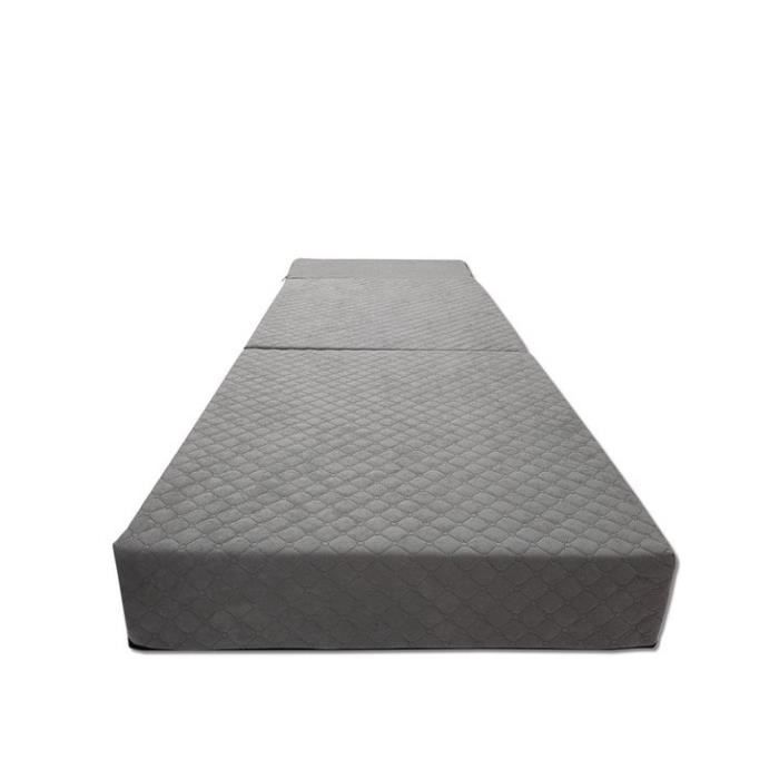 Matelas pliant - Luxe - Gris - 200x70x15 cm - Anti-allergique - Housse amovible