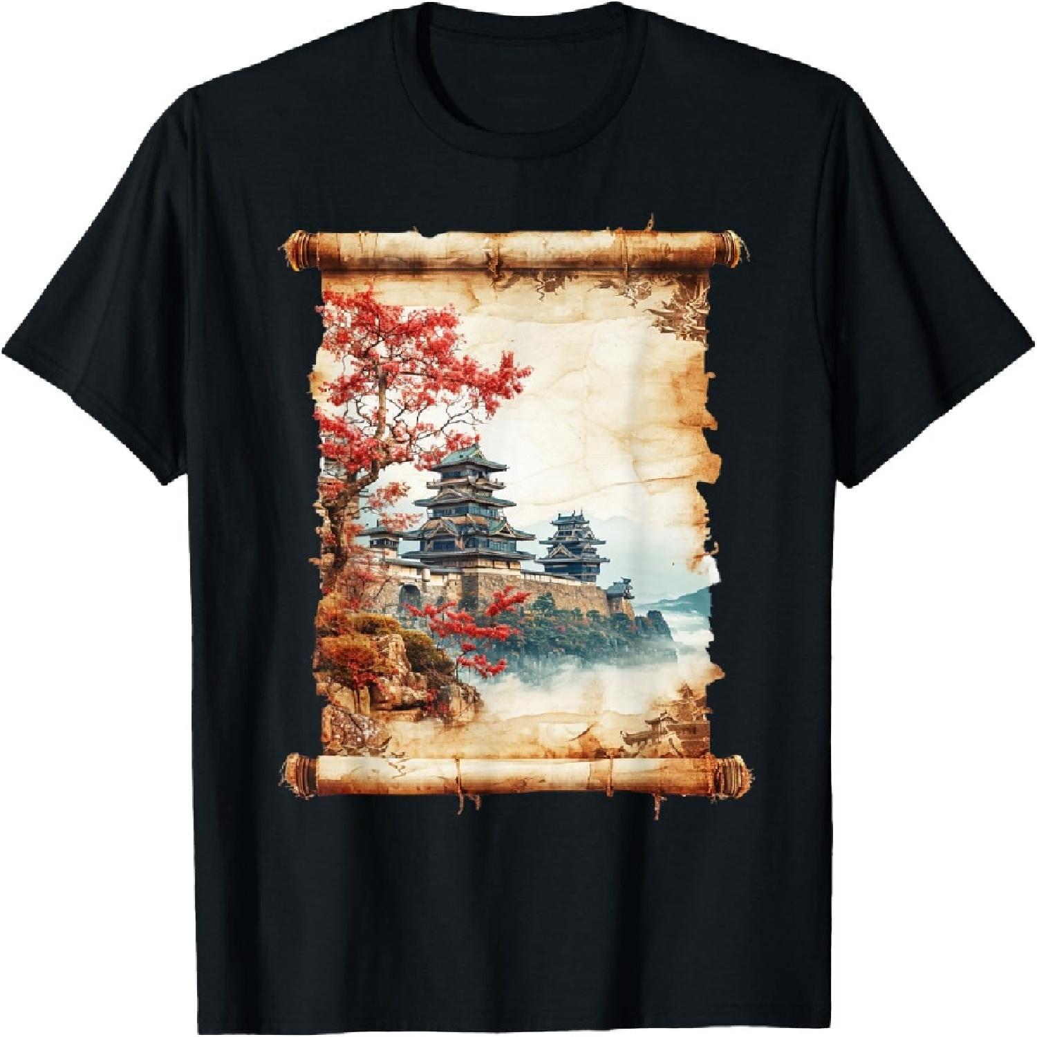 

Onsen Art Papyrus Scroll Floral Japanese Castle T-Shirt XXXXXL різнокольоровий
