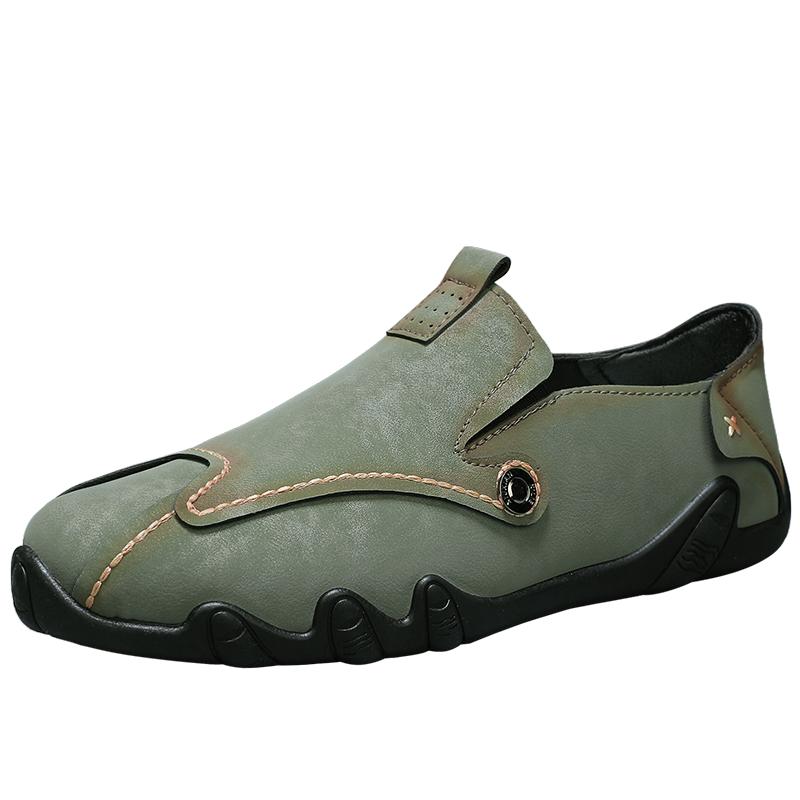 

Fashion Men Low Cut Leather Sneaker Soft Soled Loafers Anti Slip Flat Bottom Casual Shoes Large Size Zapatillas Para Hombre 2025 39 зелёный