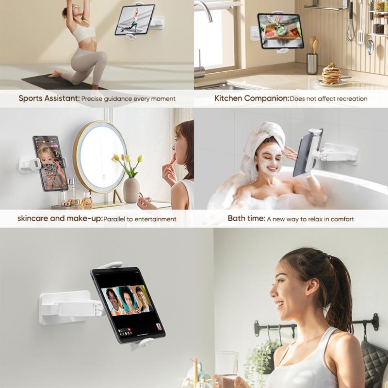 Supporto a Muro Universale per Tablet Rotazione 360 Staffa a Muro per Cucina Per Apparecchiature Display da 4,7 a 12,9 pollici