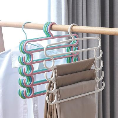 Clothes Hanger Set Pants Rack Multifunctional Household Saving Space Multi Layer Trousers Hanger Pants Closet 5 Layers Hangers
