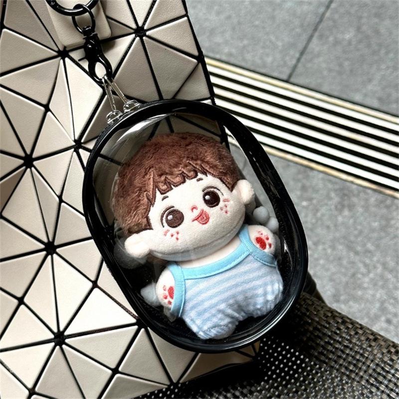 10cm Cotton Doll Transparent Protection Bag - High Transparency, Scratch-Resistant Hanging Display for Outings.