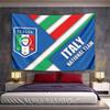 Diagonal Flags and Blue Panels with "ITALY" and Emblem Featuring FIGC. Patterned Tapestry for Bedroom and Living Room Home Decor