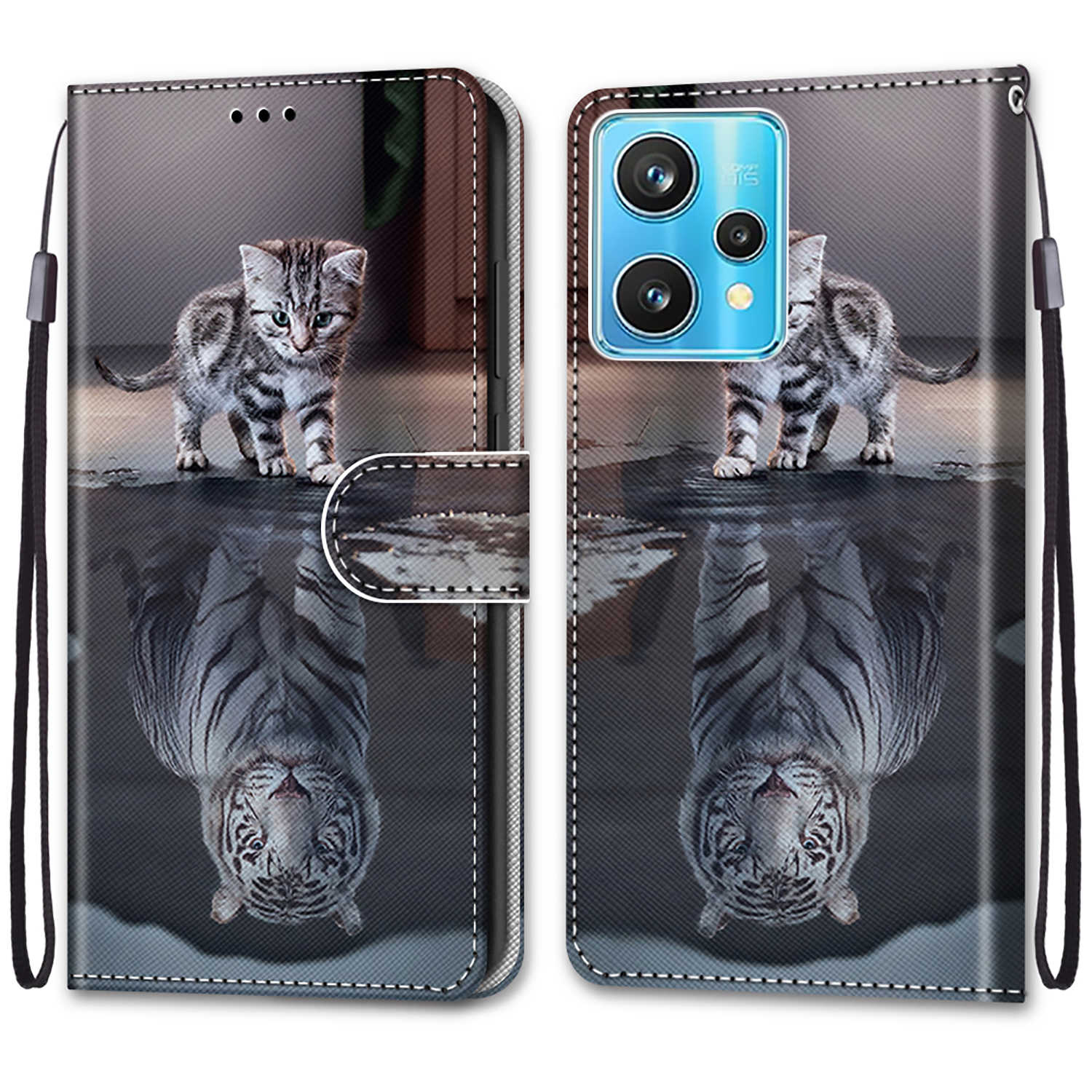 

Роскошный окрашенный кожаный чехол-книжка, защитный чехол для Realme GT Neo3/Realme 9 Pro Plus/Oppo Find X5 Pro/Oppo A57 A77 A36 A11X A58 A8X Realme 9 Pro Plus