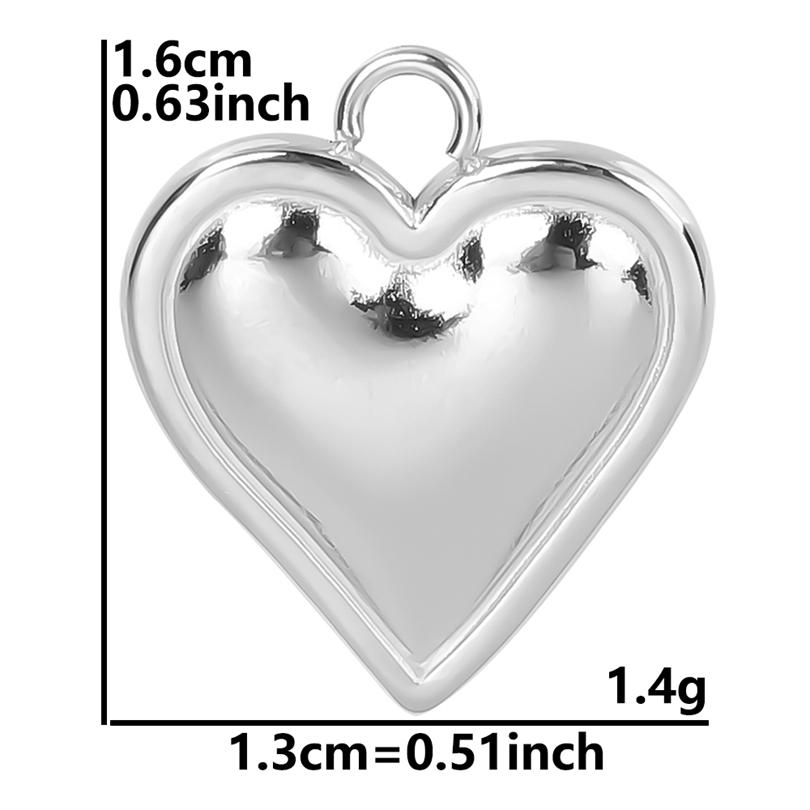 High Quality 6pcs Silver Color Heart Charm Stainless Steel Charms For Jewelry Making Pendnat Breloque Acier Inoxydable Materials