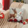 Christmas Pillow Cover Sofa Cushion Cover Holiday Decorative Throw Pillow Case Linen Santa Claus Reindeer Snowflake Cartoon Cushion