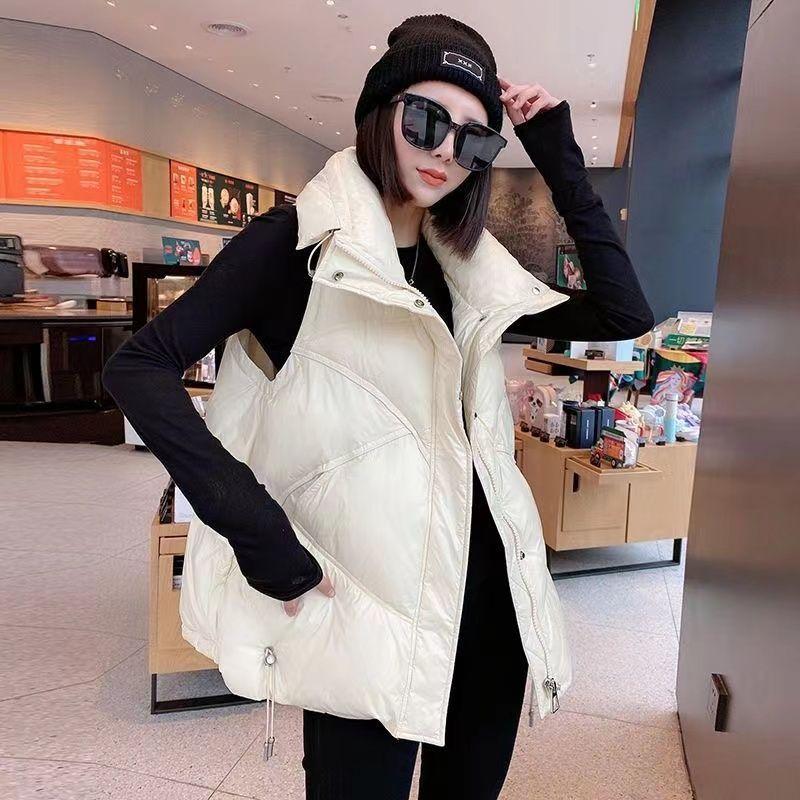 Women's Winter Outer-Wear Down Vest Loose Plus Size Stand Collar Down Waistcoat Gilet