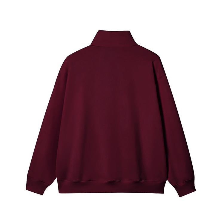 330g Hua Cotton Autumn & Winter Women's Casual Half-Zip Sweatshirt with Semi-High Neck