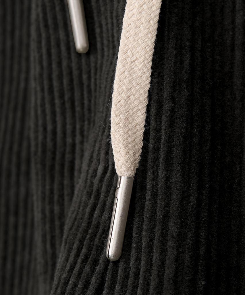 TOFFEE Corduroy Wide Elastic Pants (Black)