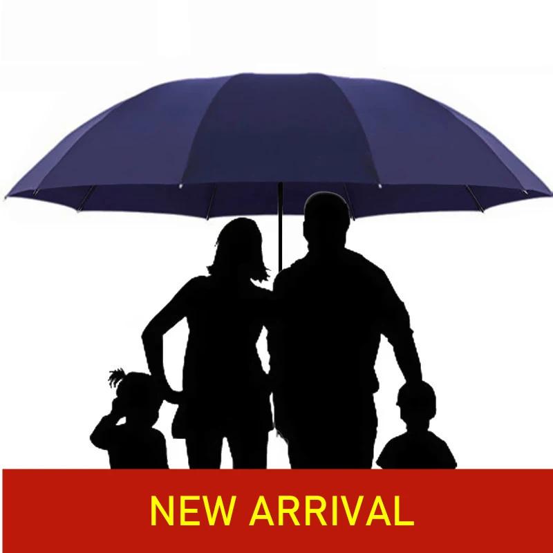 Super stor sammenleggbar paraply Regn Dame Vindtett Sol og Regn Paraguas Mann Doble Hele Familieparaplyer UBY28