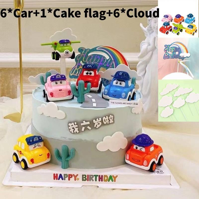 Decoration Cake Car Cartoon Cars 3 Children Birthday Baking Dessert Gift Flag